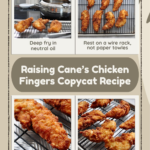 Golden crispy Raising Cane’s copycat chicken fingers.