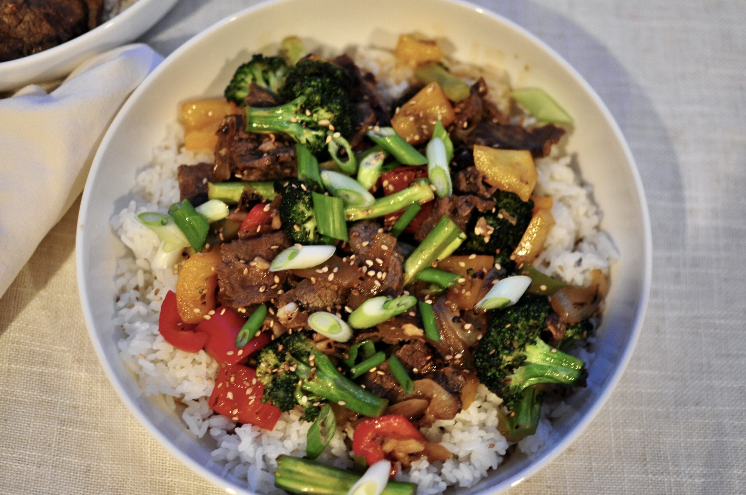 Beef and Vegetable Stir Fry Recipe Over Rice