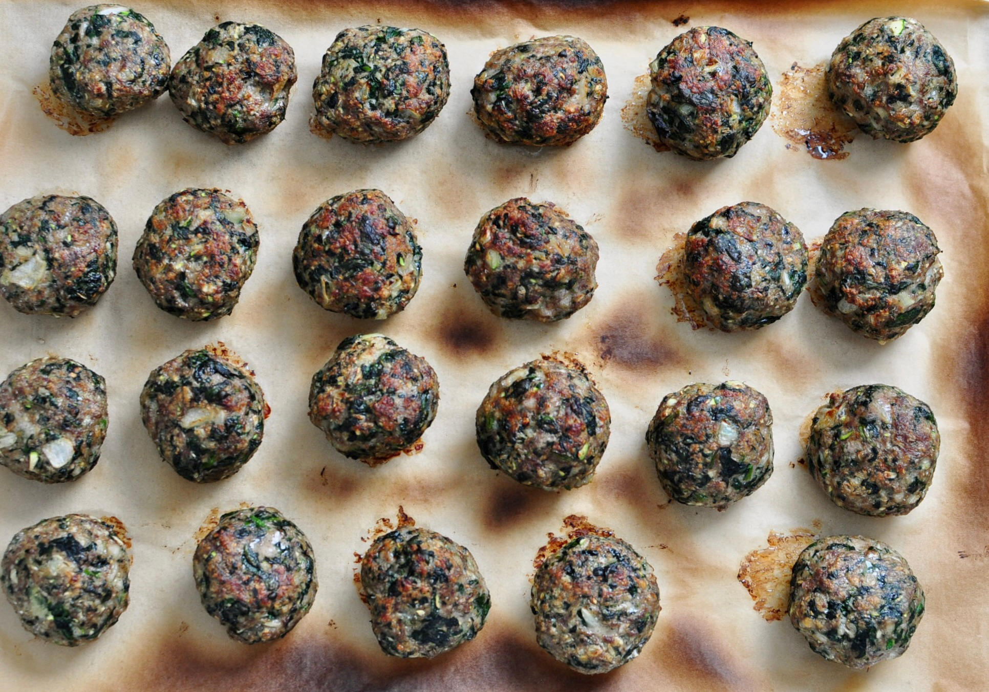 Broiled meatballs in oven for a nice sear