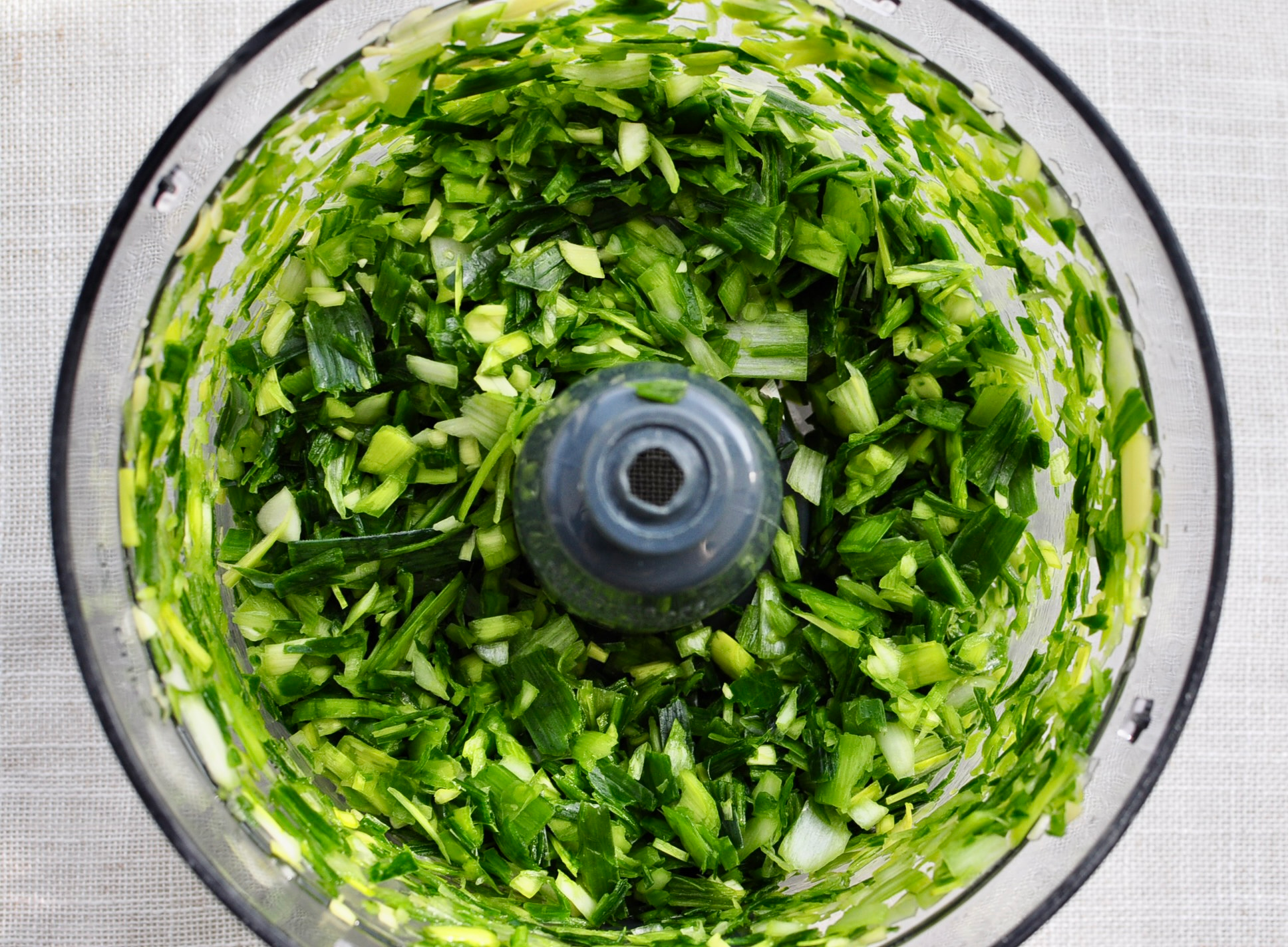 Pulse leeks in the food processor until finely chopped