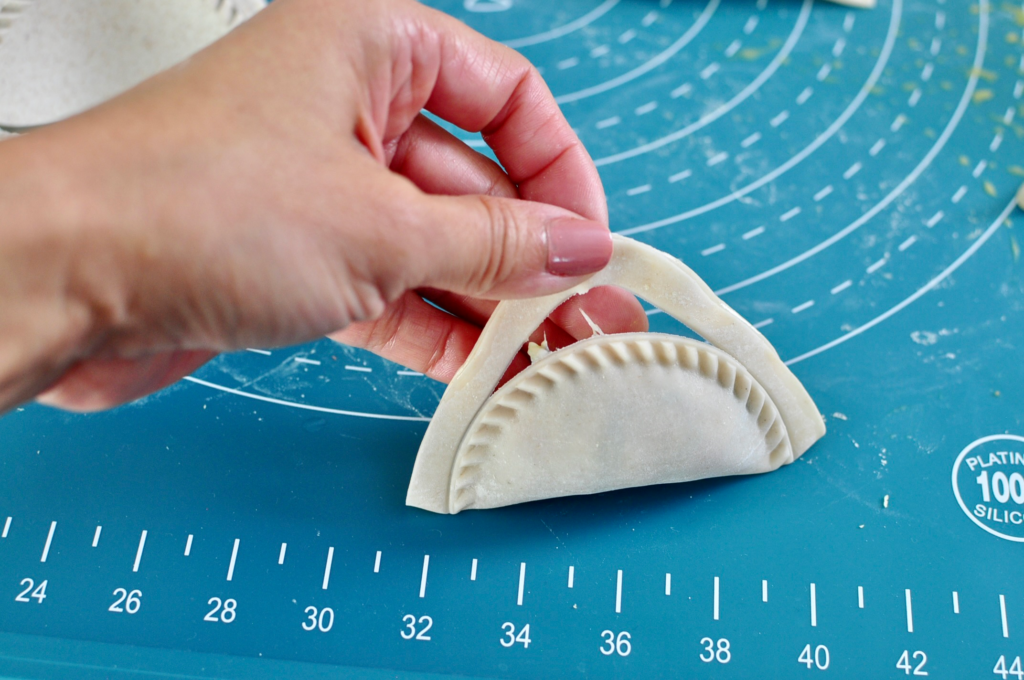 Extra dumpling skin cut from dumpling maker