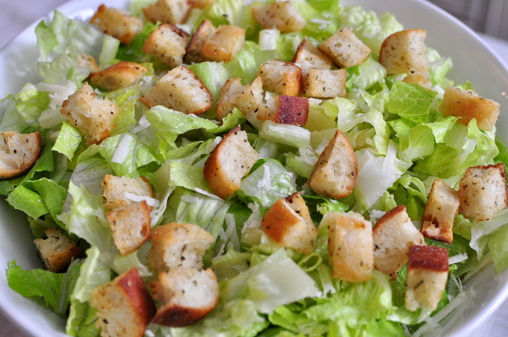Croutons on salad
