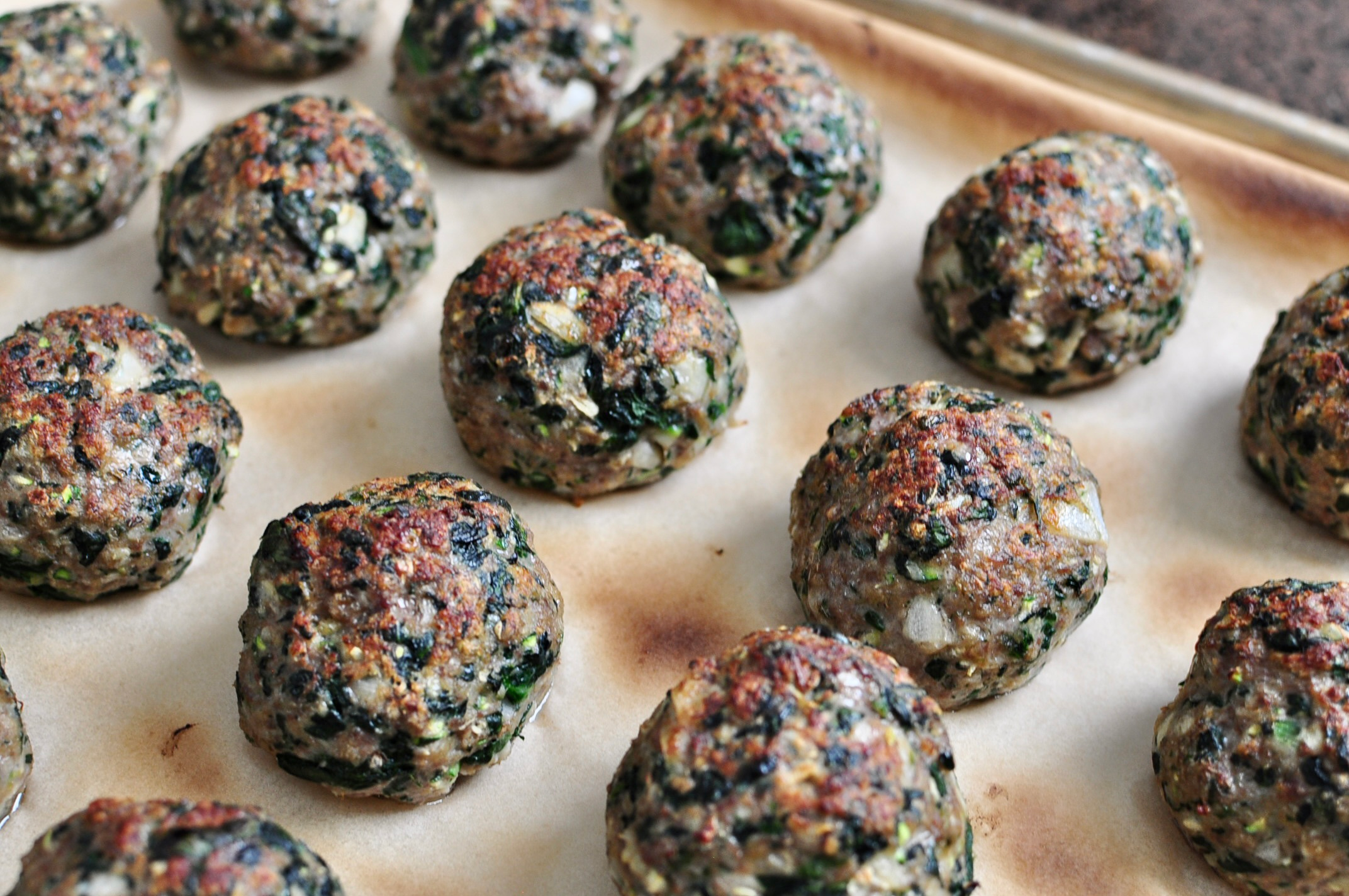 Broiled meatballs in oven for a nice sear