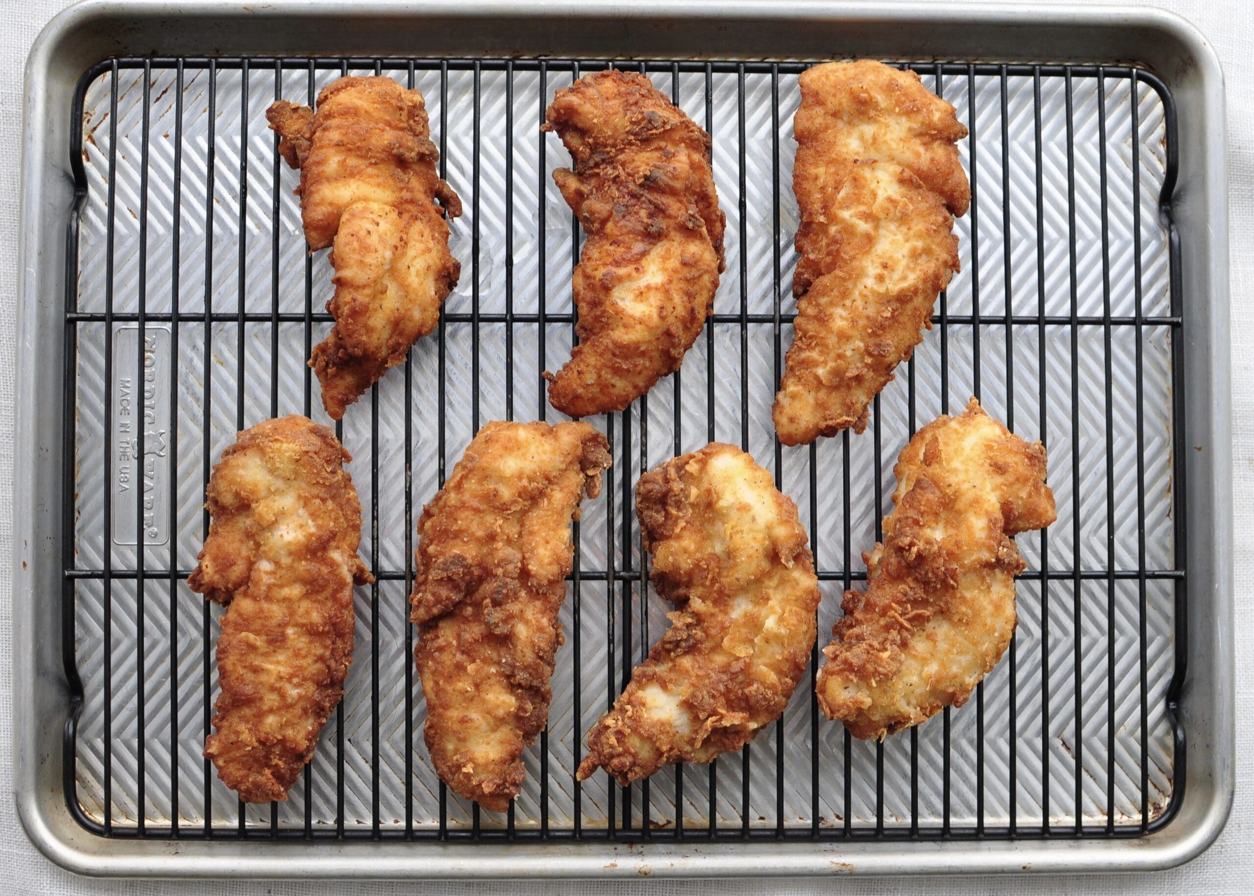 Chicken Fingers cooling on wire rack