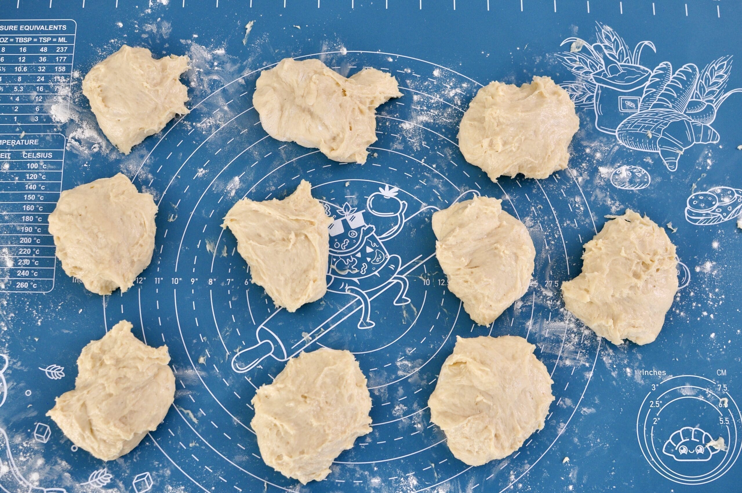 10 pieces of dough for pull apart bread