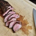 Sliced petite filet steak medium rare