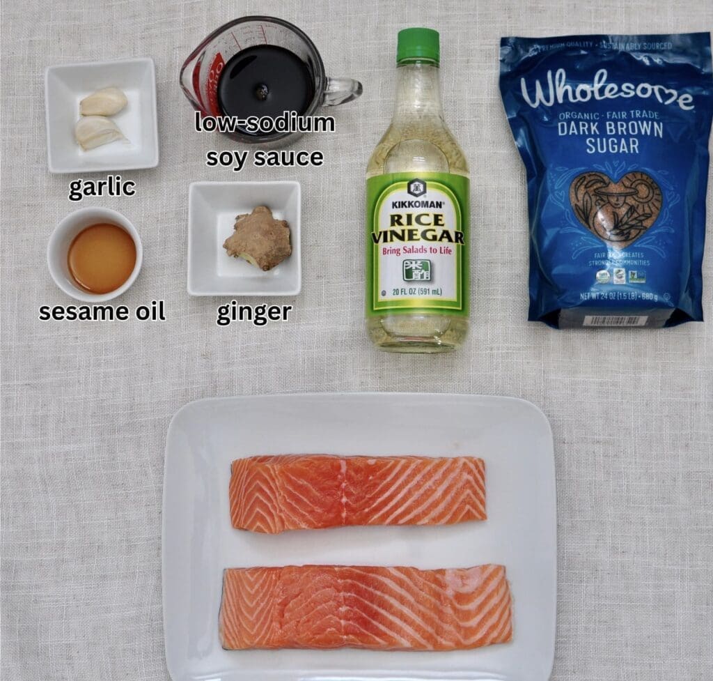 ingredients for Asian glazed broiled salmon