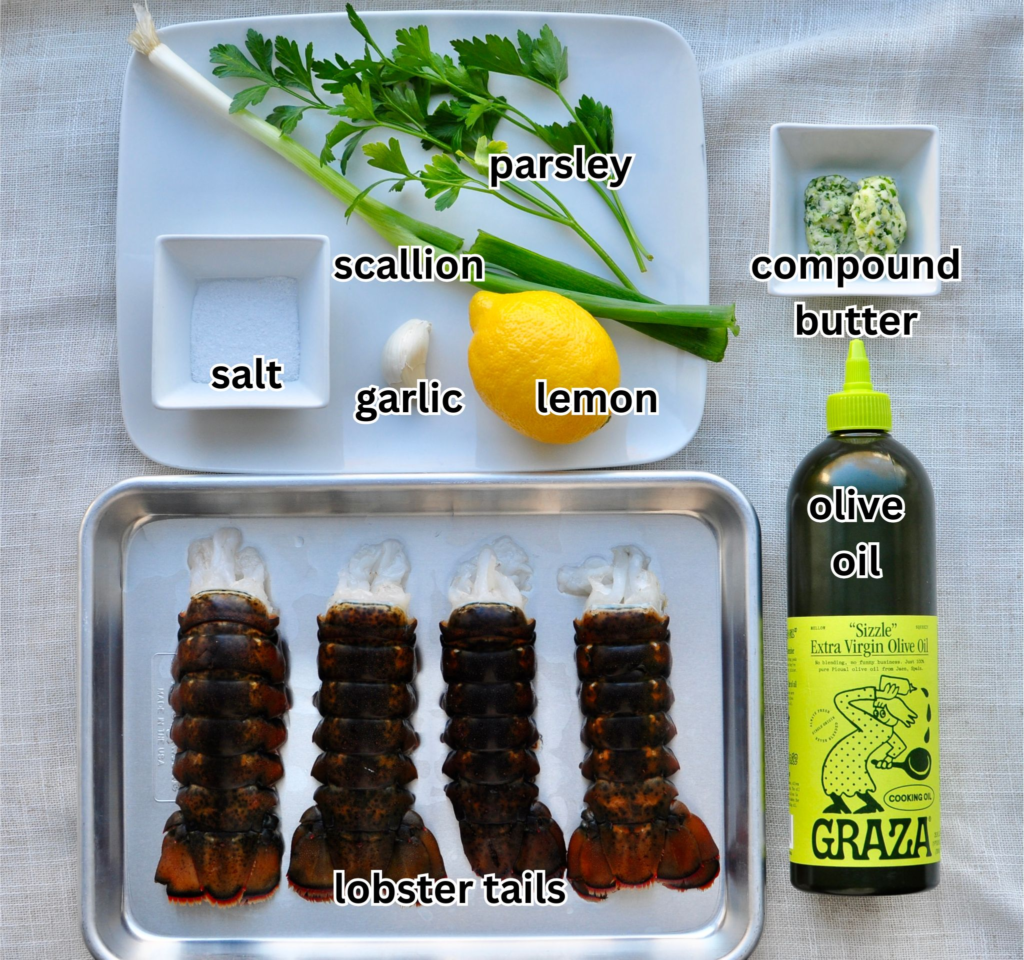 Ingredients for broiled lobster tails