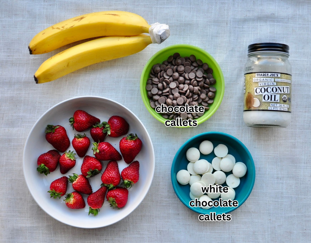 Ingredients for Chocolate Covered Strawberries and Bananas