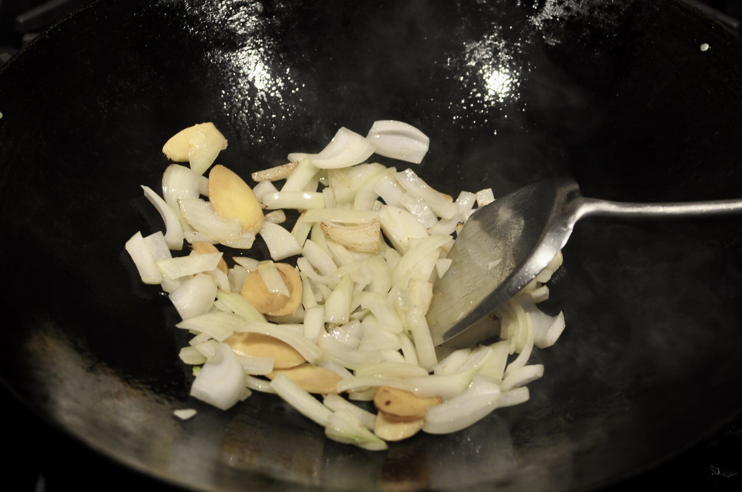 Beef and Vegetable Stir Fry in a wok