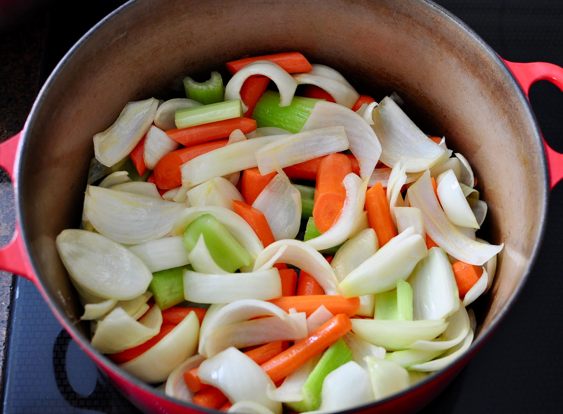 Carrots, celery and onions