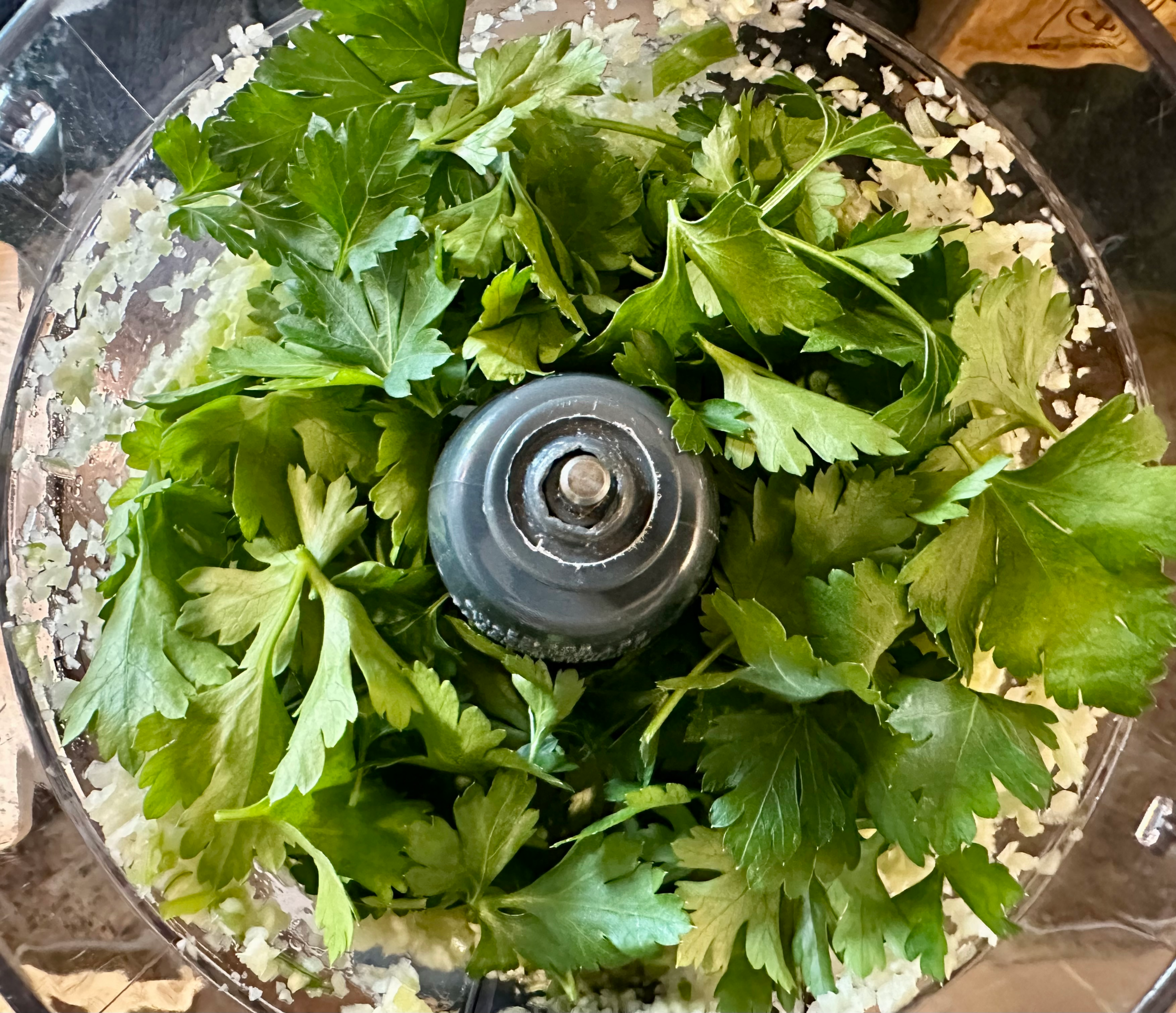 Chimichurri sauce made with garlic, scallions and parsley