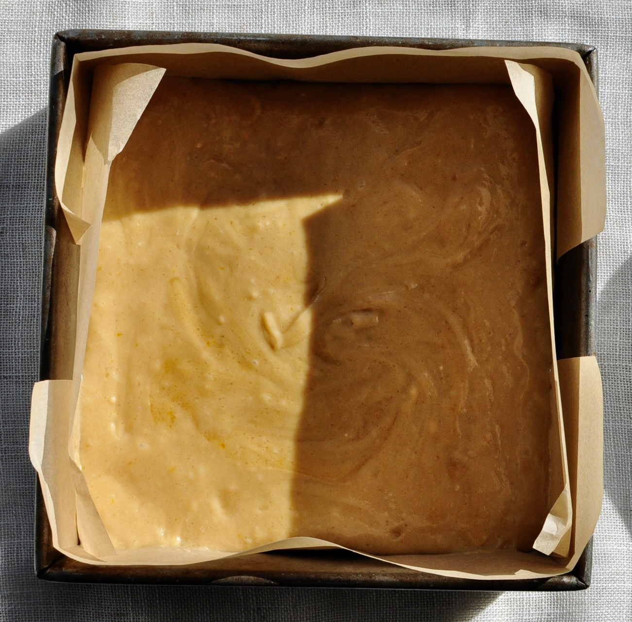 Coffee coffee cake batter in cake pan