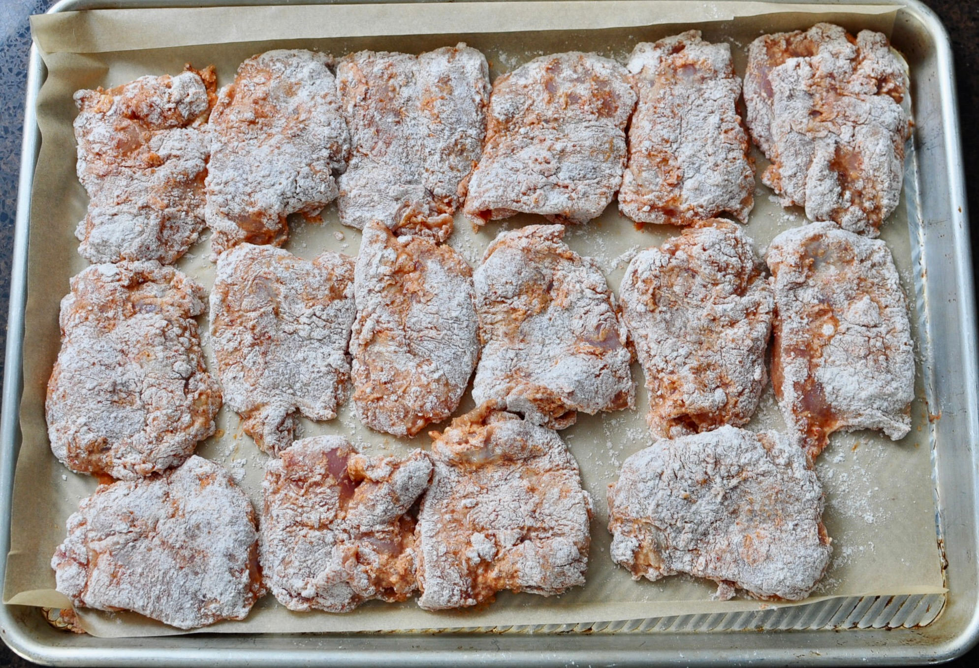 Dredged korean fried chicken