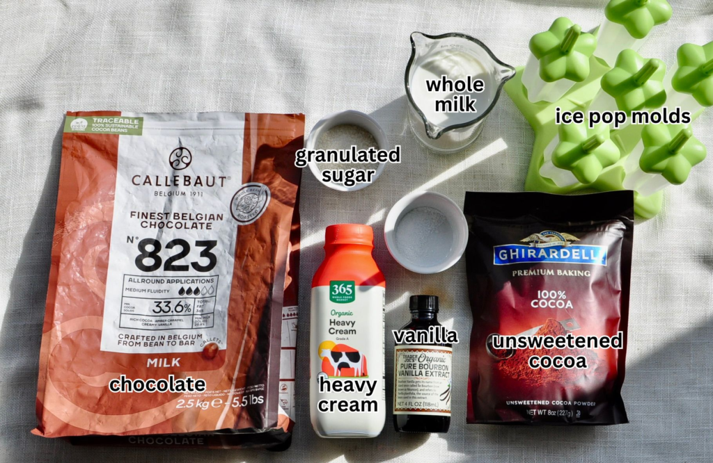 ingredients for fudge popsicles