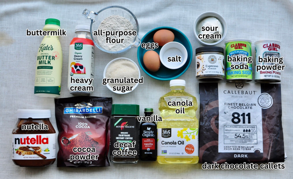ingredients for chocolate layer cake
