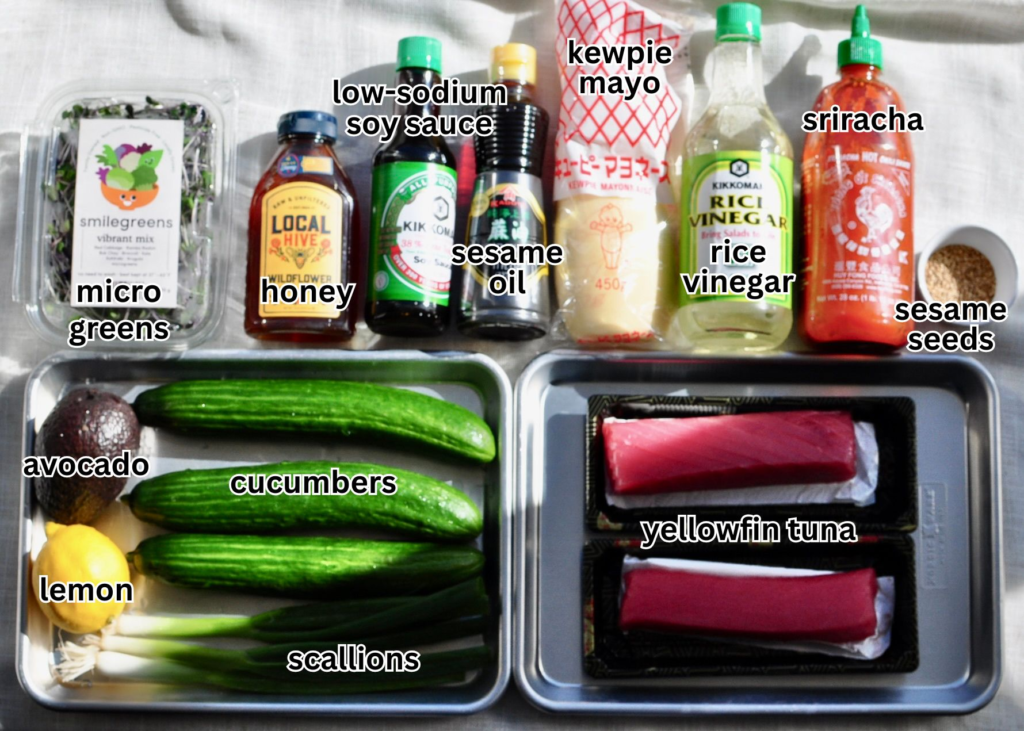 ingredients for cucumber sushi boats