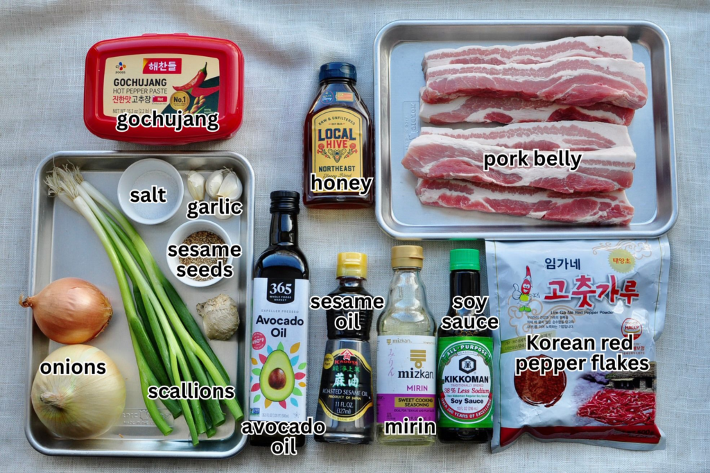 Ingredients for Korean Gochijang Korean Pork Belly