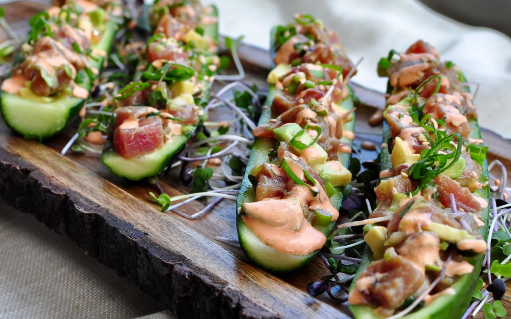 Cucumber sushi boats