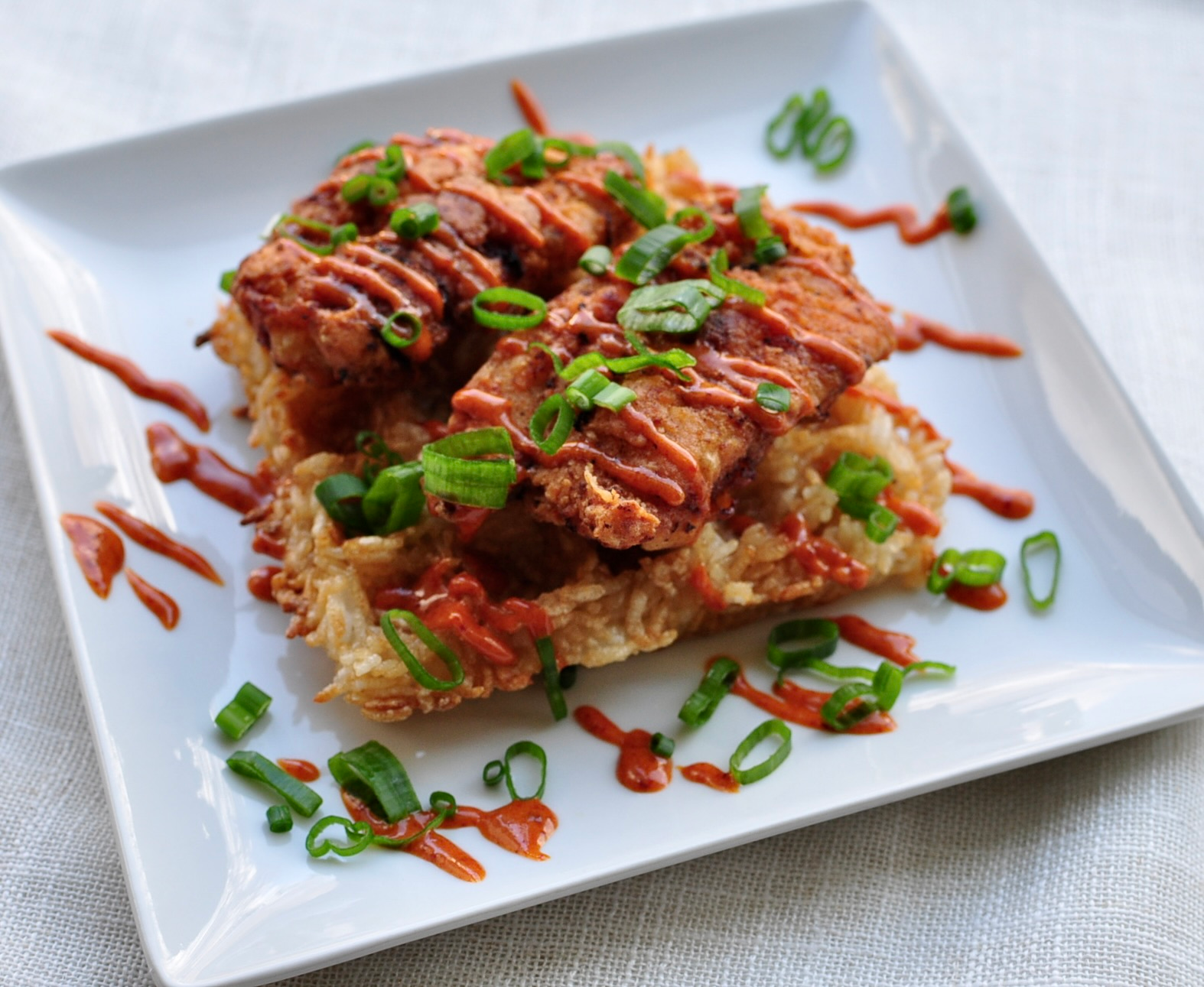 Korean Fried Chicken and Rice Waffles