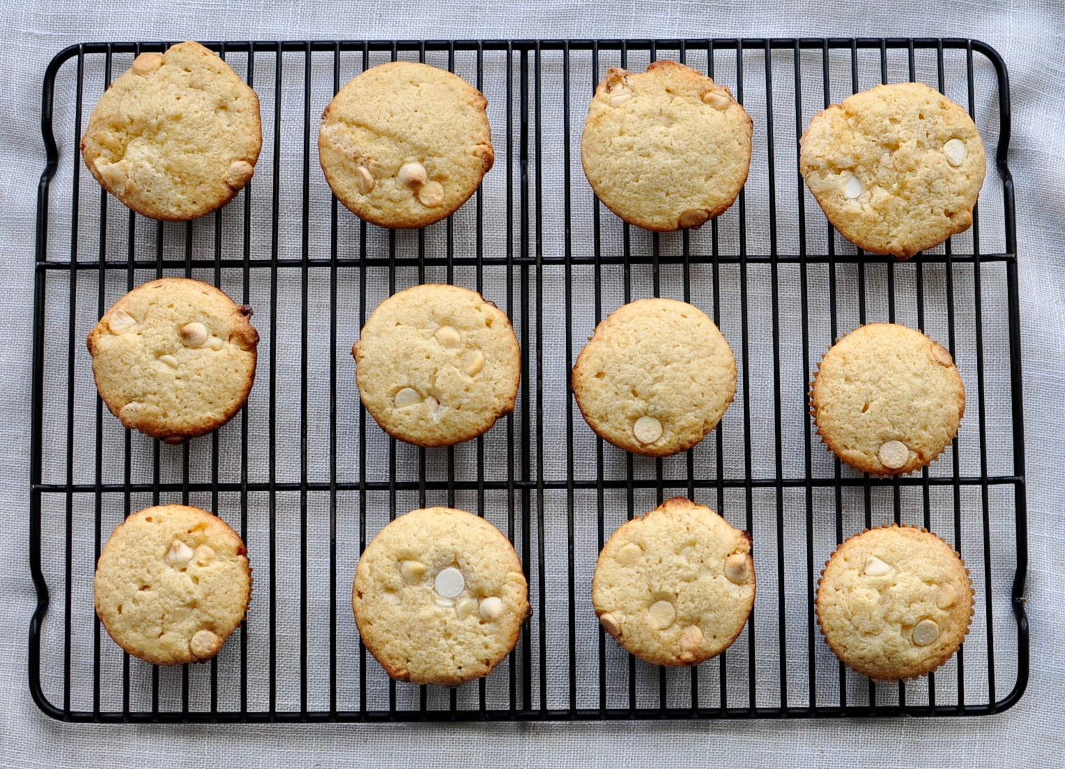 vanilla muffins cooling on wire rack