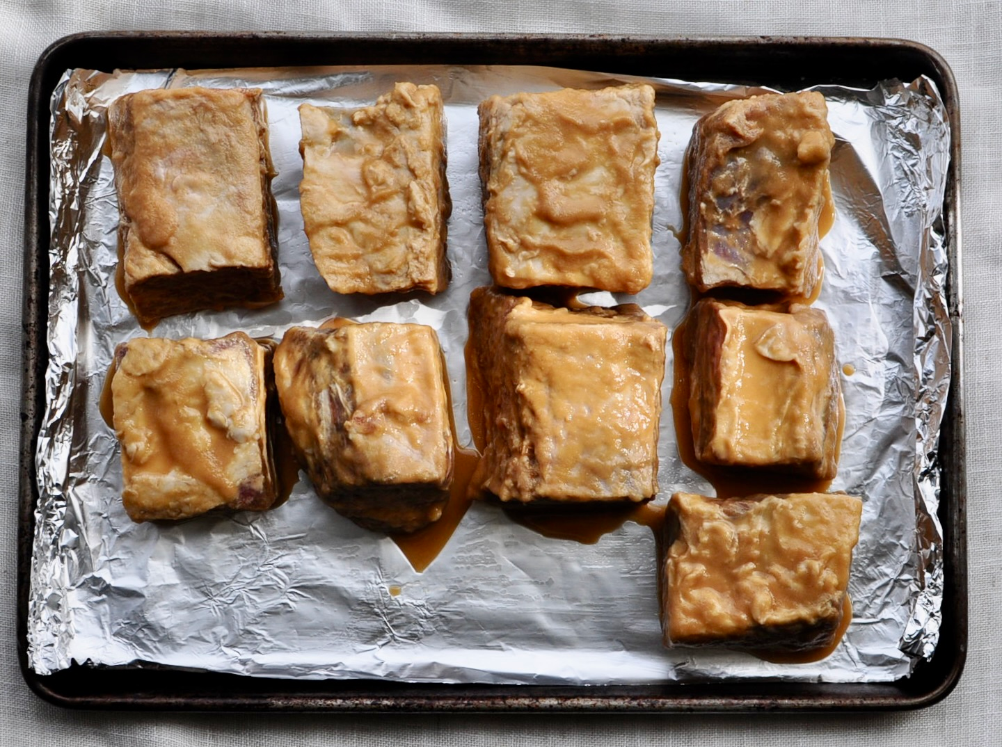 Short ribs ready to be broiled