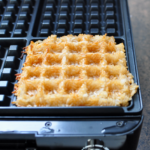 Rice waffle on a waffle iron
