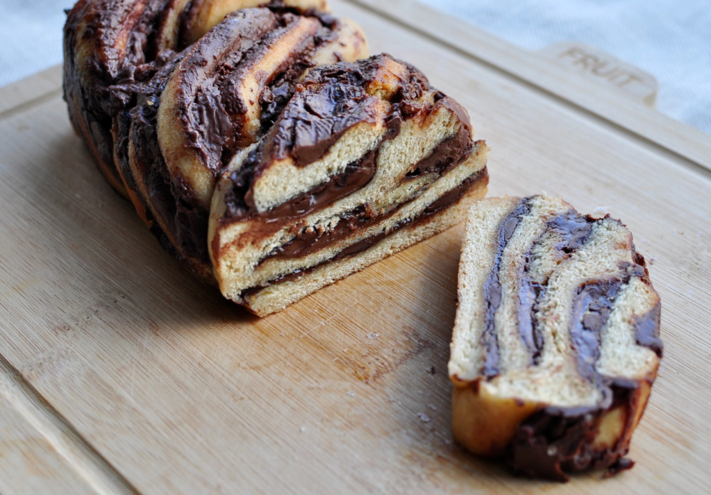Sliced chocolate nutella babka