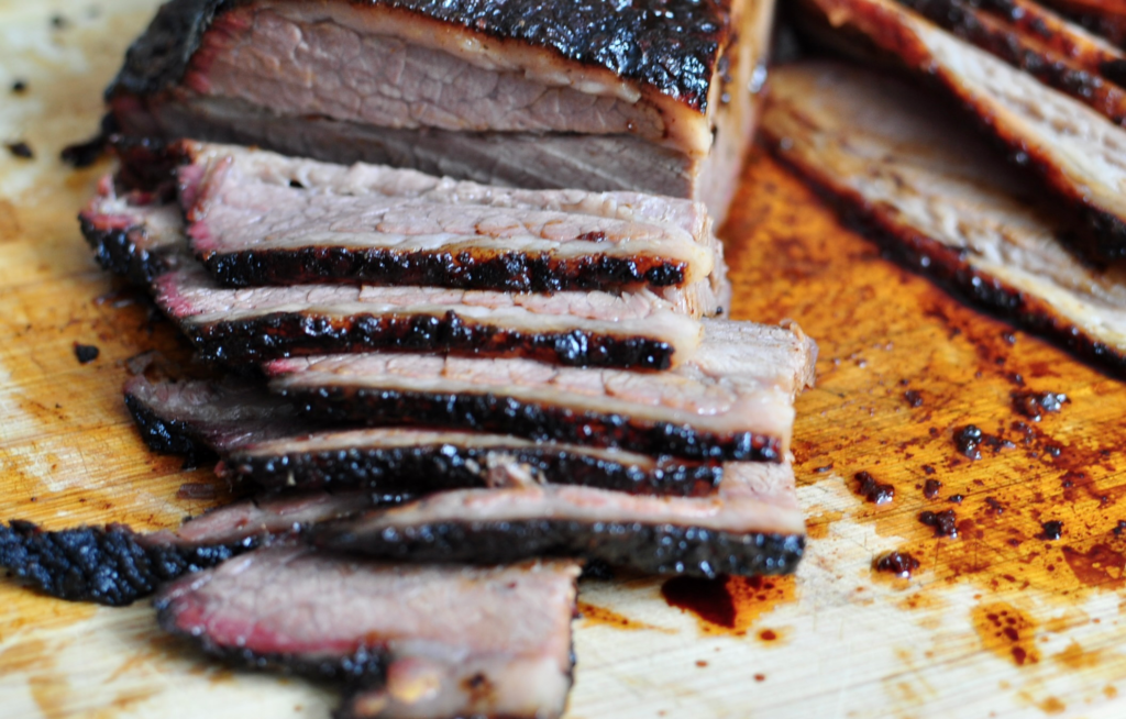 Smoke ring on smoked brisket