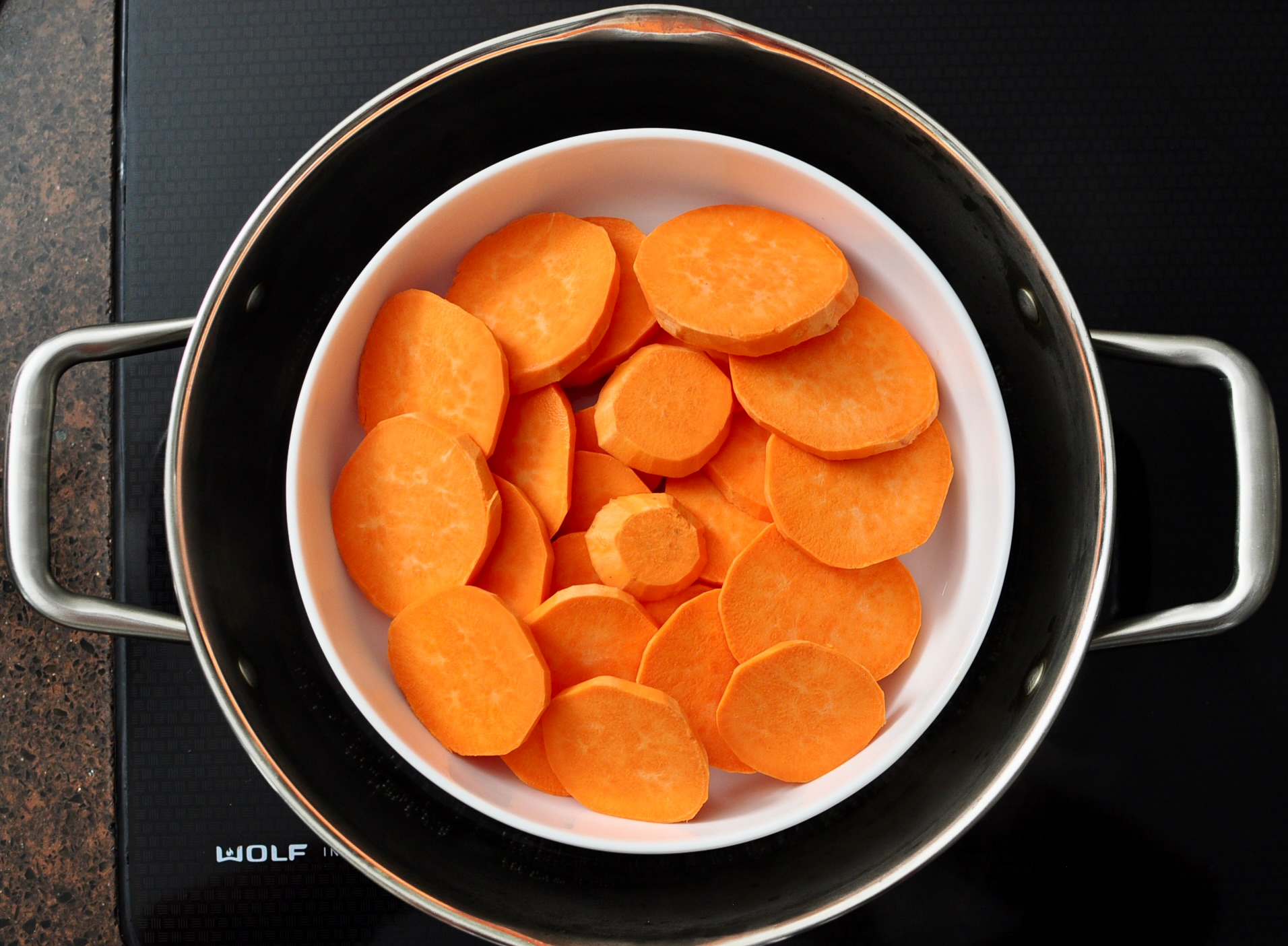 Sweet Potatoes in steamer