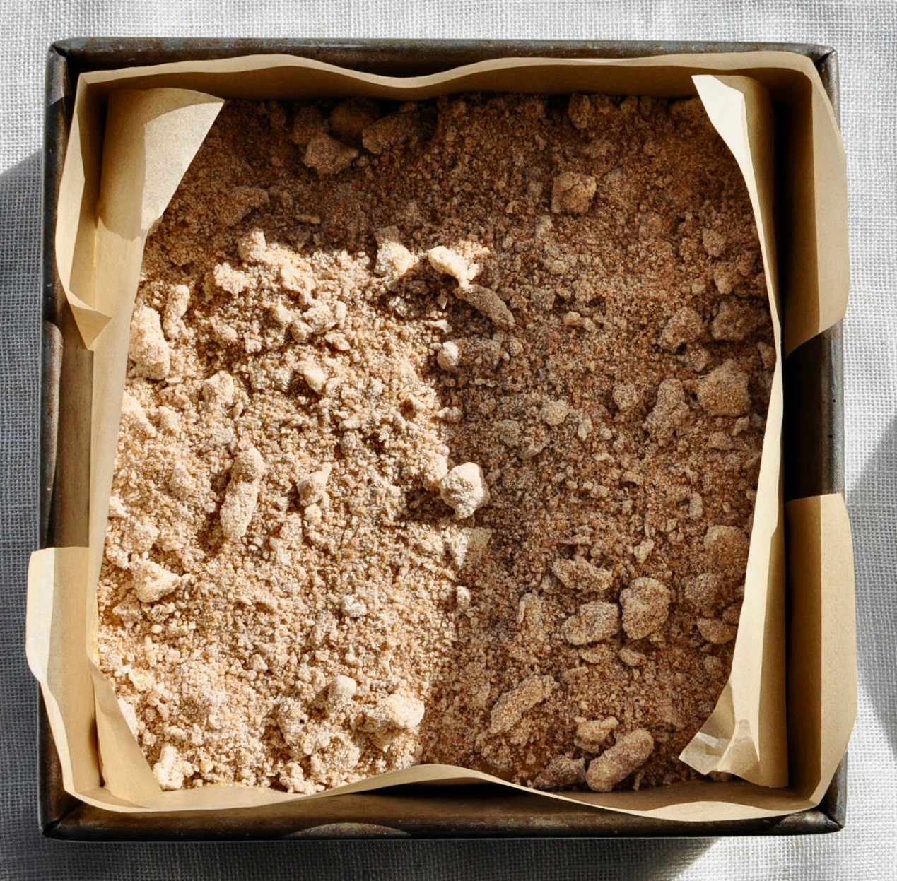 Streusel topping on coffee cake