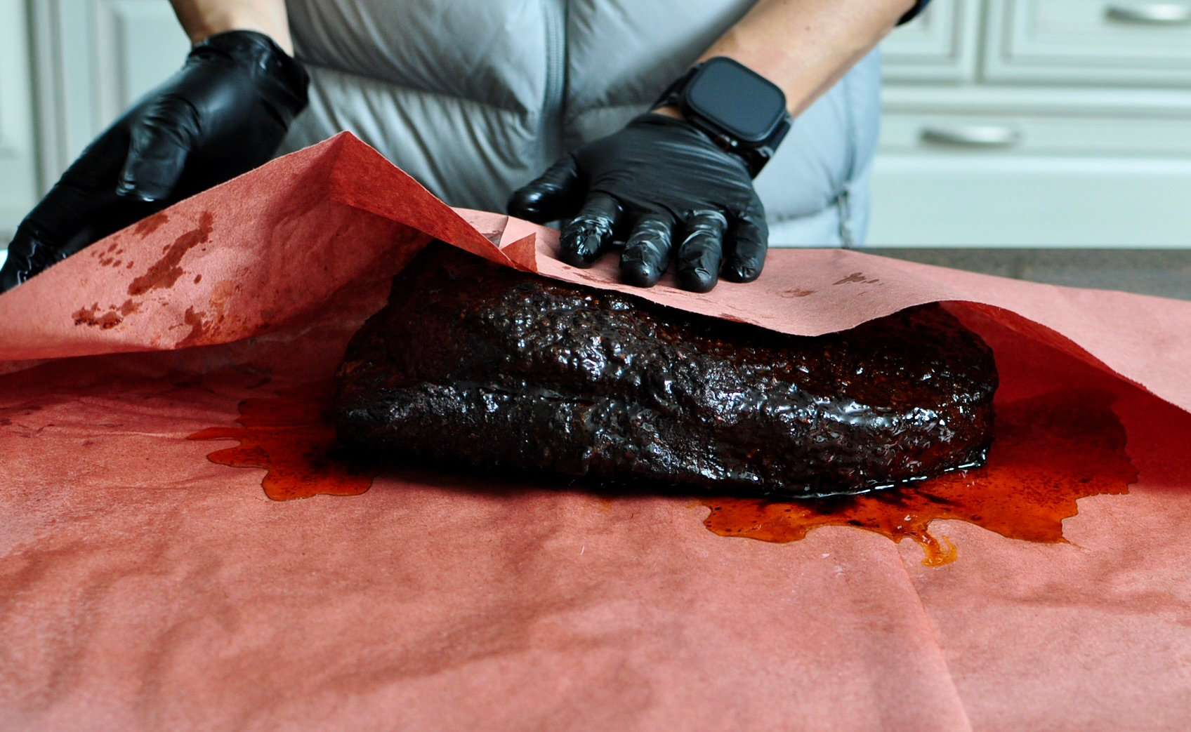 Wrap brisket for smoking