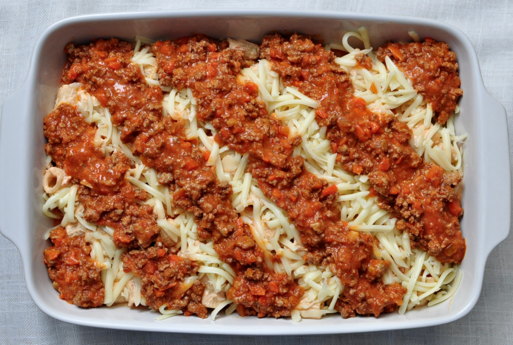 Baked Ziti with Italian Sausage, Ricotta Cheese and Sour Cream
