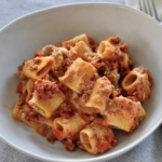 Cheesy Pasta Bake with Sausage, Ground Beef, Ricotta, Sour Cream, Egg, Mozzarella
