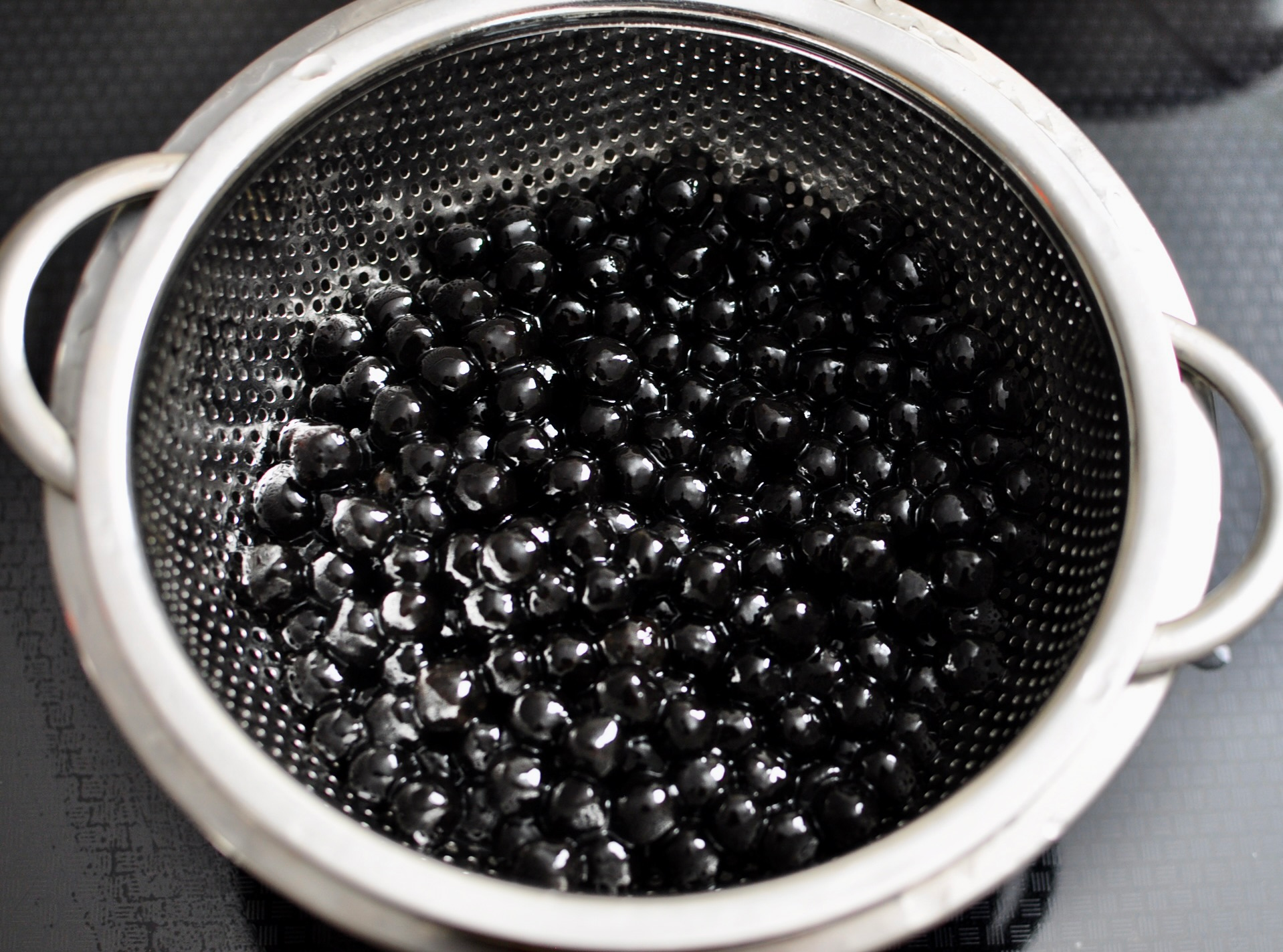 Drain Boba in colander