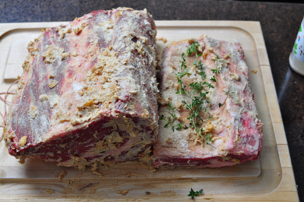 Garlic butter and herbs for rib roast