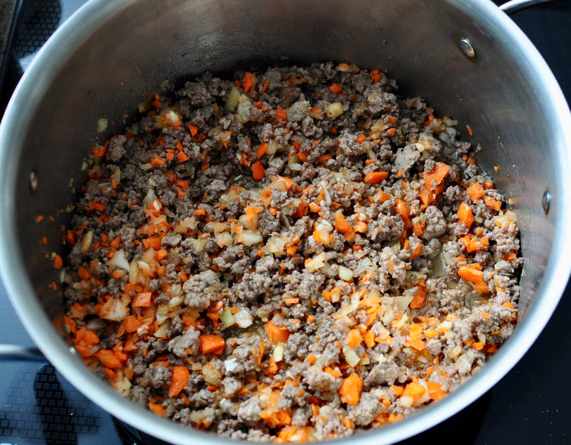 Meats and vegetables for homemade meat sauce for Baked Ziti