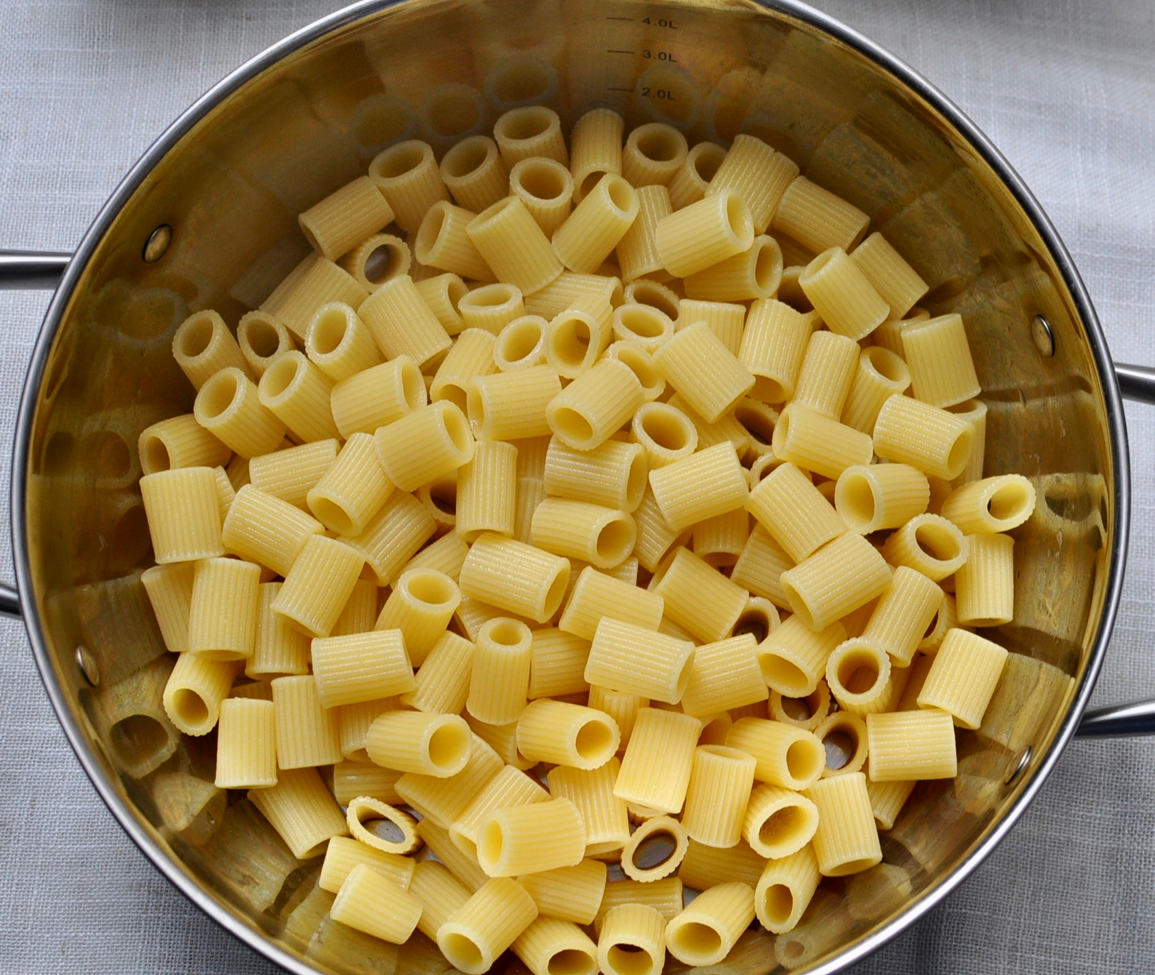 Pasta cooked al dente for baked ziti