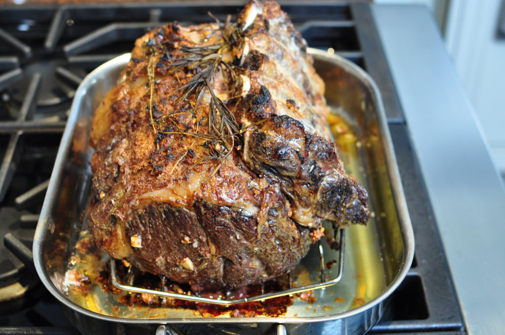 Slice of Reverse Sear Standing Rib Roast