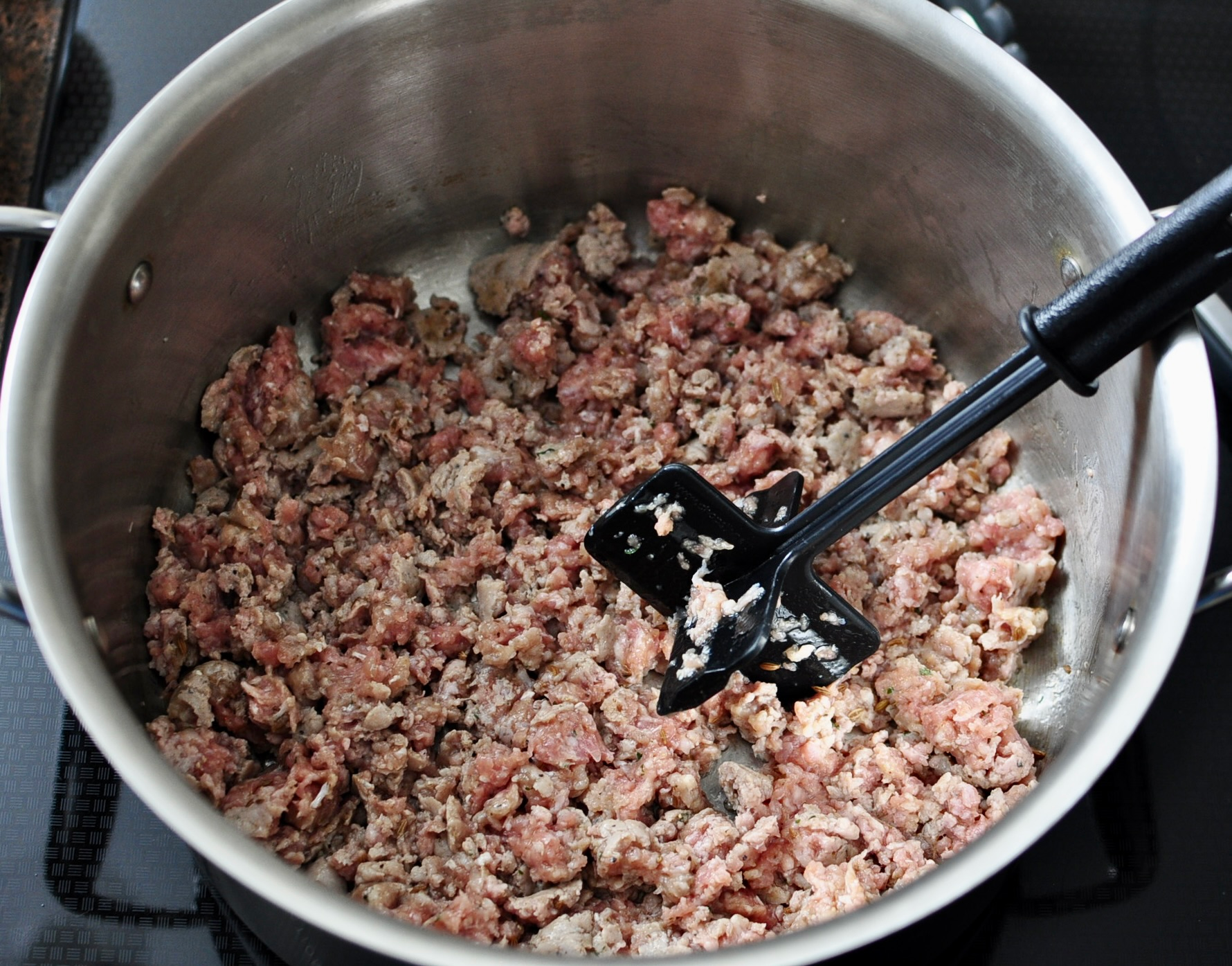Sauté italian sausage links for the meat sauce