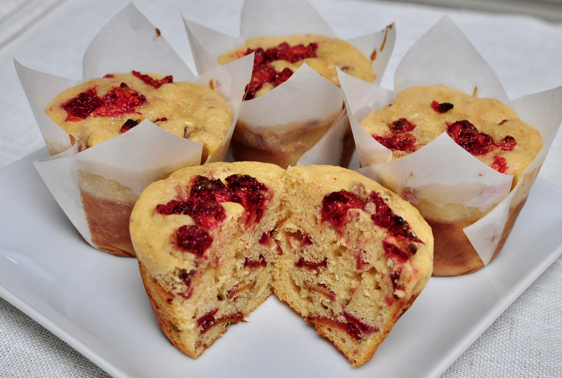 Strawberry Muffins with freeze dried strawberries
