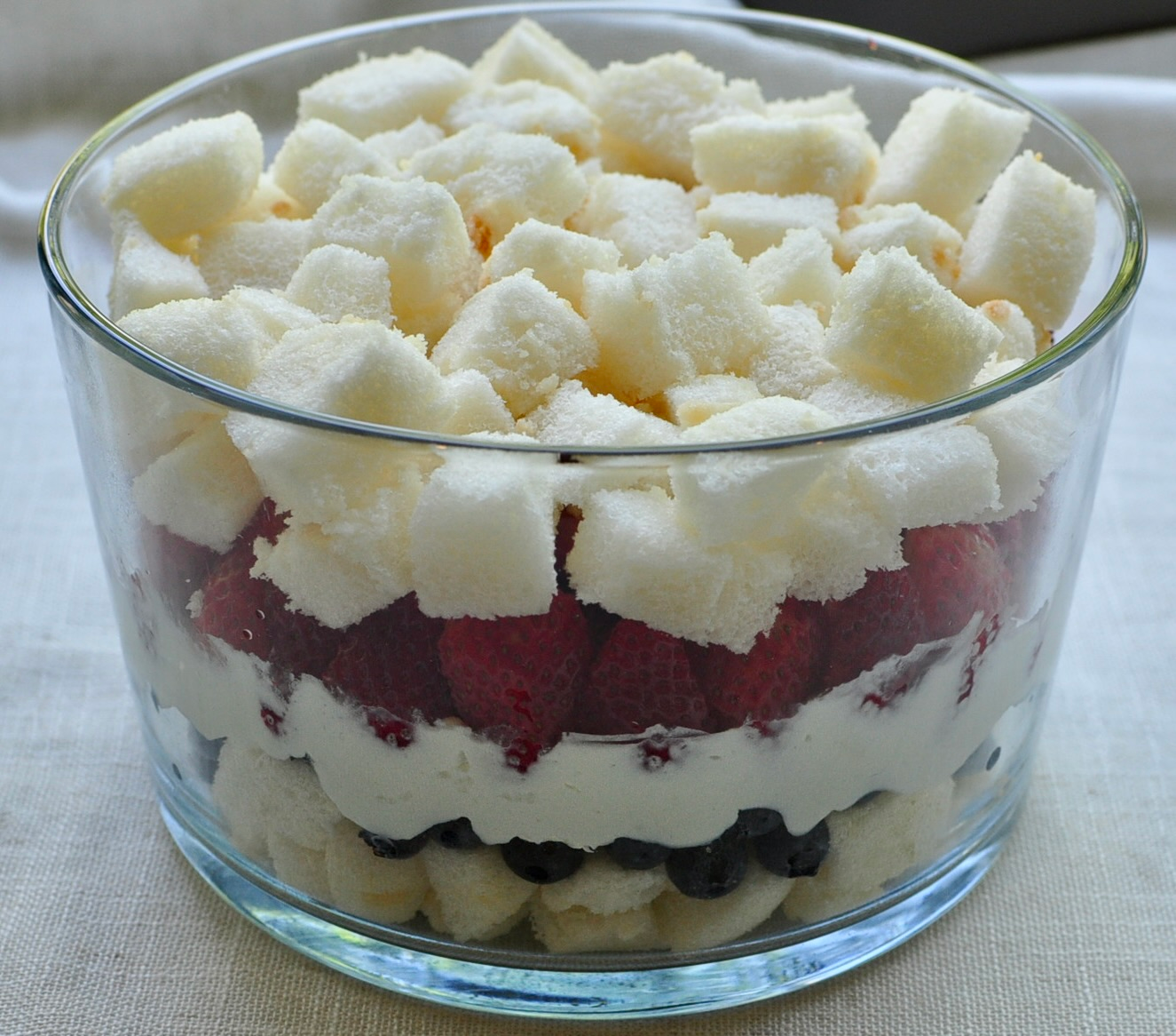 Angel Food Cake Layer in Berry Trifle