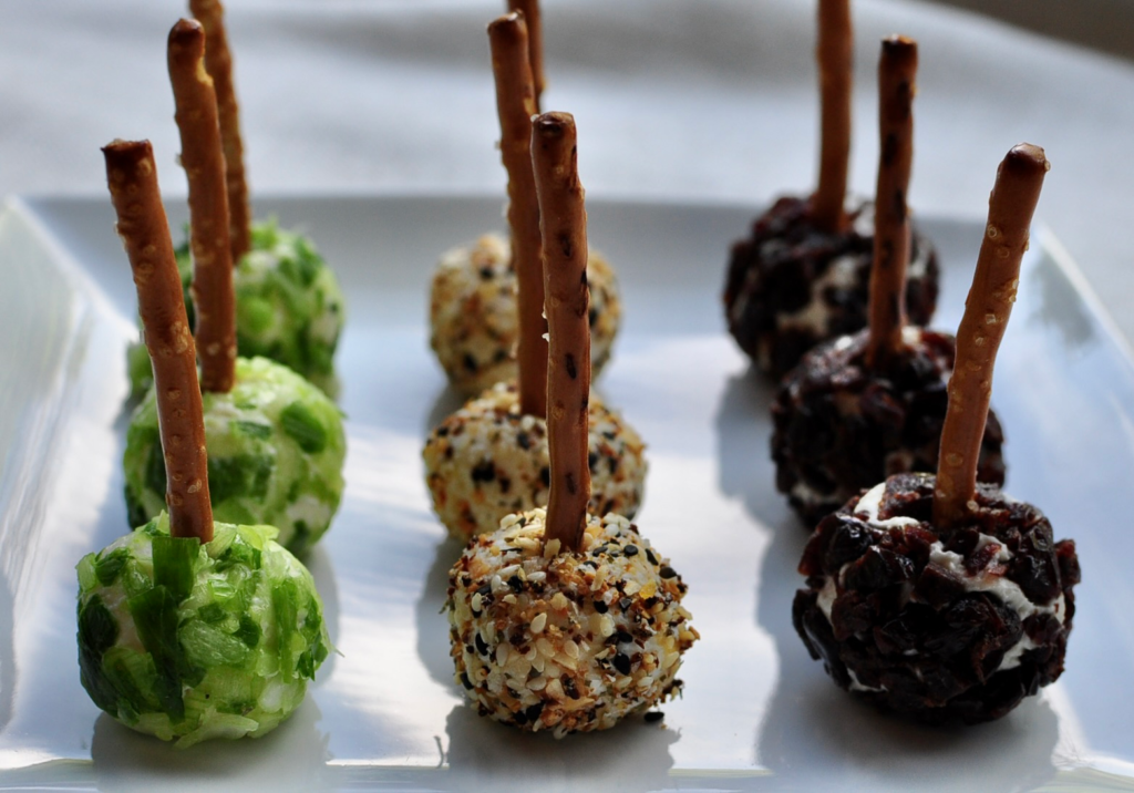 Bite Sized Truffle Cheese Balls Dried Cherries Scallions