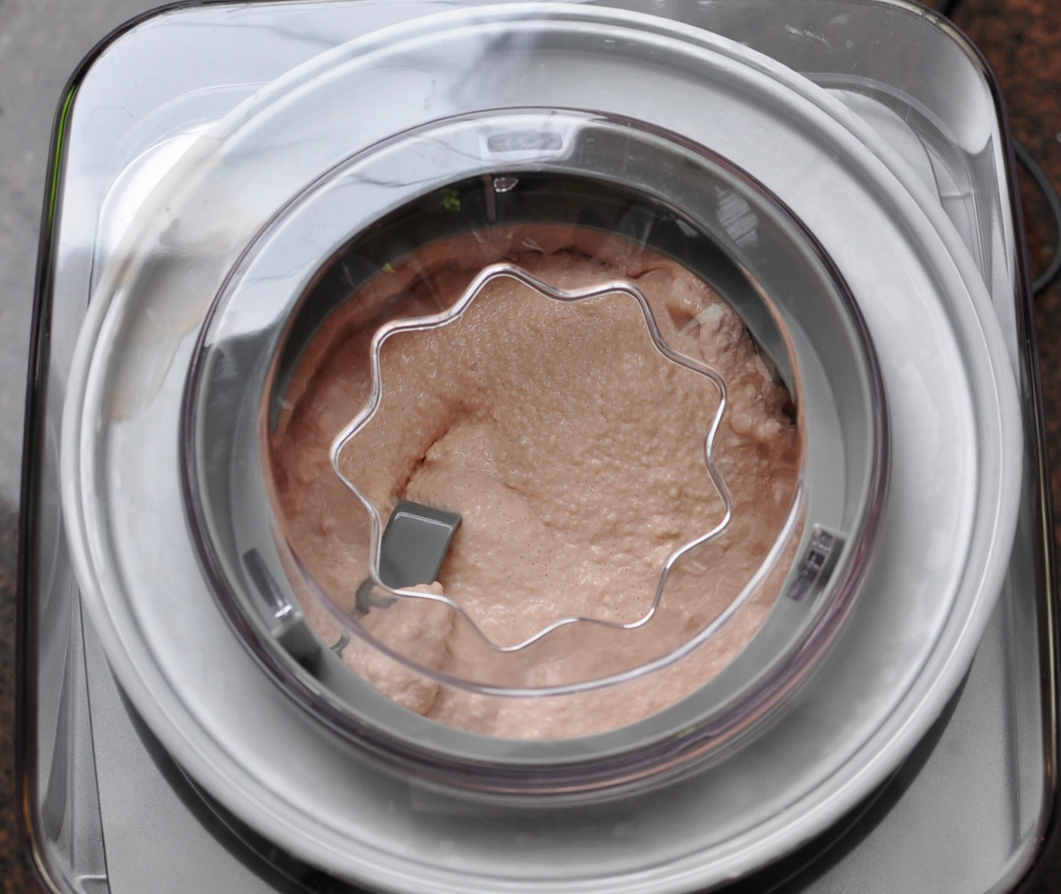 Guava Ice Cream Churning in Ice Cream Maker