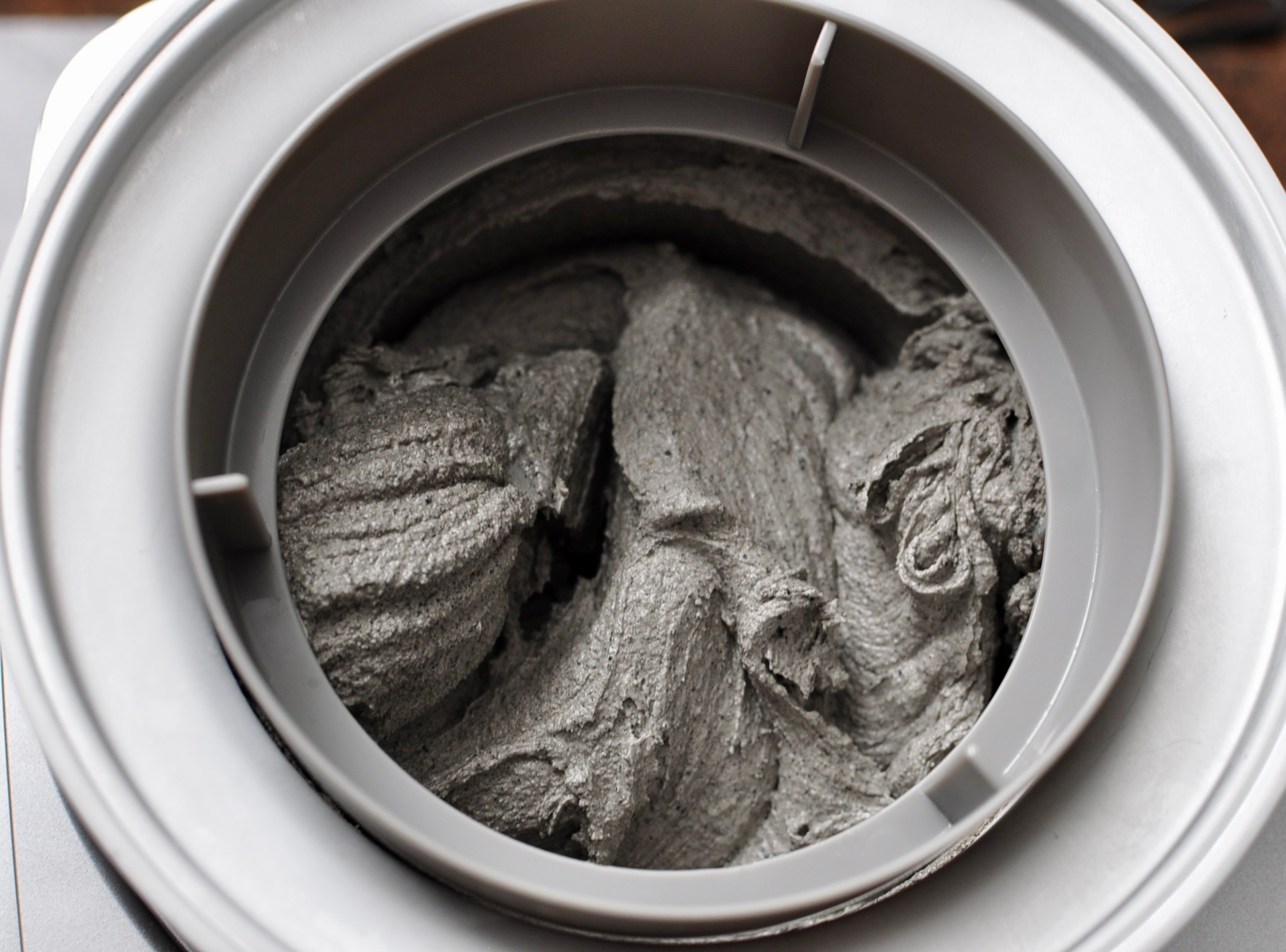 Homemade Black Sesame Ice Cream Made in Ice Cream Maker