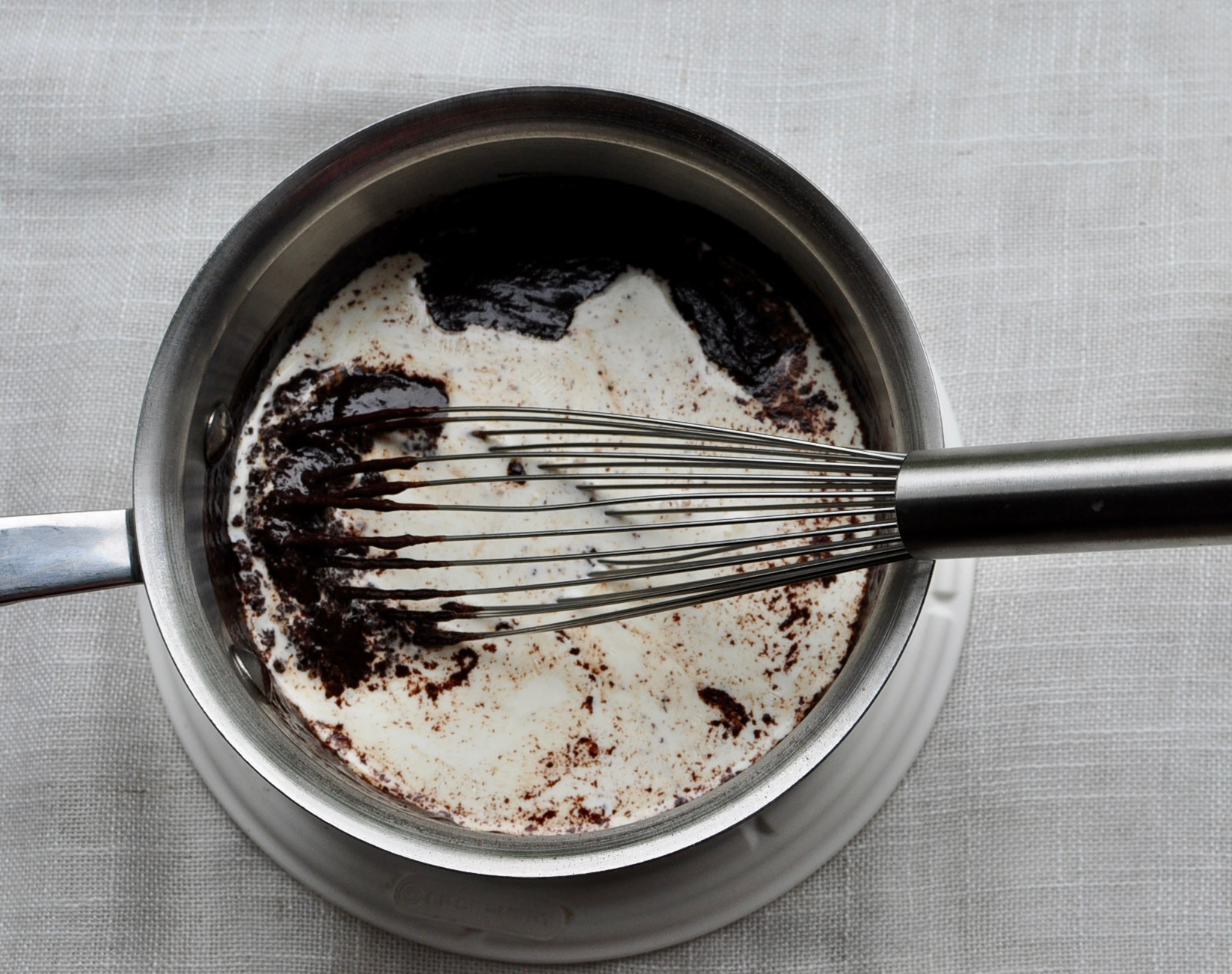 Homemade Chocolate Ice Cream with Chocolate Callets and Heavy Cream