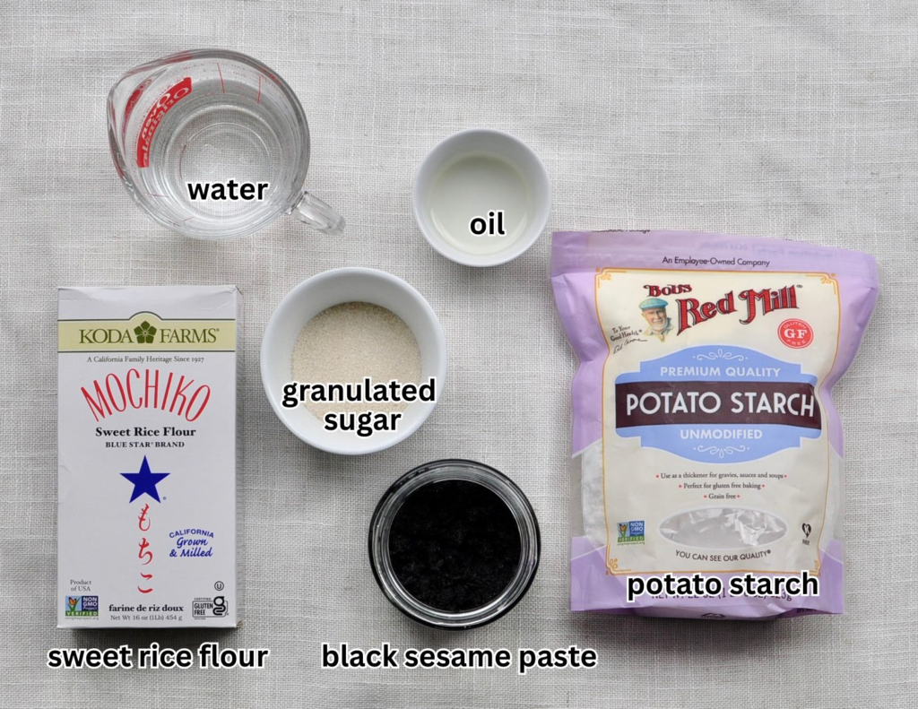 Ingredients for Black Sesame Daifuku Mochi