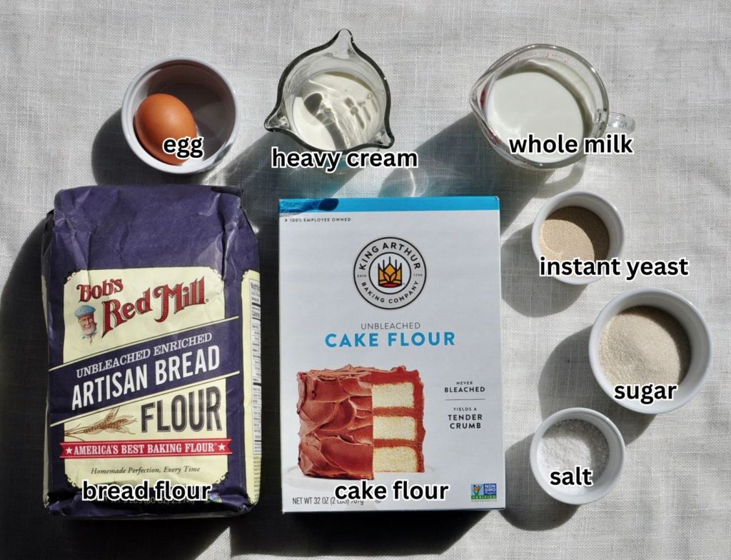 Ingredients for Chinese Bakery Milk Bread Recipe