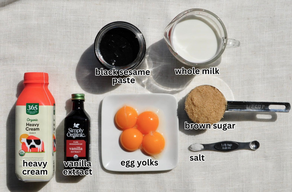 Ingredients for Homemade Black Sesame Ice Cream