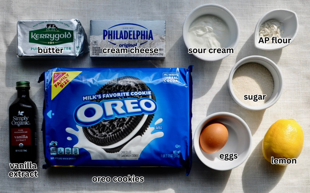 Ingredients for Mini Cheesecakes with Oreo Crust